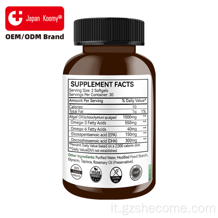 Shecome Vegan Omega 3 Alghe Softgels Salute del cuore